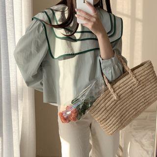 Long Sleeve Sailor Collar Irregular Shirt