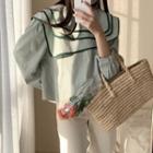 Long Sleeve Sailor Collar Irregular Shirt