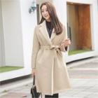 Faux-shearling Coat With Sash