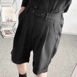 Plain Cuffed Straight Leg Shorts