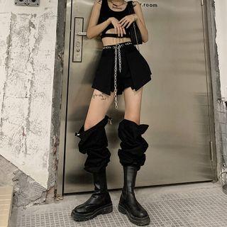 Front Cutouts Crop Tank Top / Detachable Cargo Pants