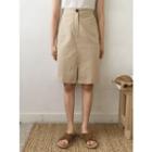 Slit-front Linen Blend H-line Skirt