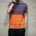 Colored Striped Short Sleeve T-shirt