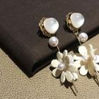 Faux-pearl Flower Drop Earrings