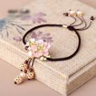 Retro Faux Pearl Flower Anklet