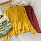 Dip-back Loose-fit Light Knit Cardigan In 10 Colors