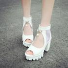 Platform Chunky-heel Cutout Sandals