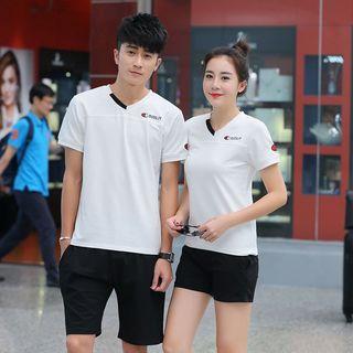 Couple Matching Set: V-neck Short-sleeve T-shirt + Shorts
