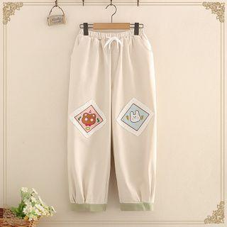 Cartoon Patch Drawstring Pants
