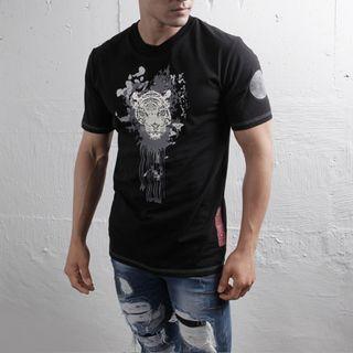 Tiger-printed T-shirt (black)