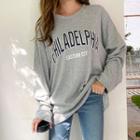 Plus Size Extra Long-sleeve Letter-printed Pullover