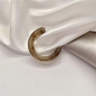 Resin Open Hoop Earring 1 Pc - Brown - One Size
