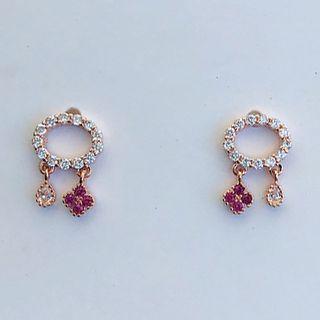 925 Sterling Silver Rhinestone Fringed Earring 1 Pair - One Size