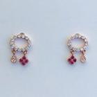 925 Sterling Silver Rhinestone Fringed Earring 1 Pair - One Size
