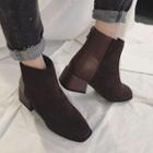 Block Heel Color Panel Ankle Boots