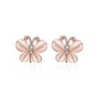 Elegant Plated Rose Gold Butterfly Opal Stud Earrings Rose Gold - One Size