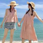 Sleeveless V-neck Top / Sleeveless V-neck A-line Dress / Open Front Light Jacket