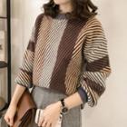 Stripe Color Block Sweater Khaki - One Size