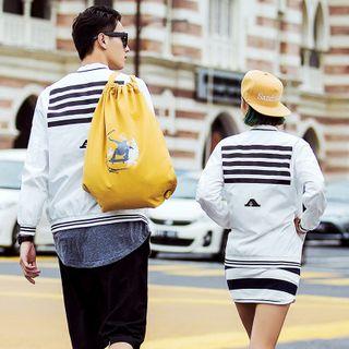 Couple Matching Stripe Baseball Jacket