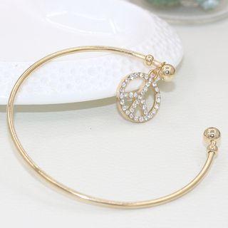 Rhinestone Peace Open Bangle