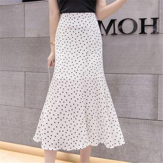 Set: Dotted Midi Mermaid Skirt + Headband