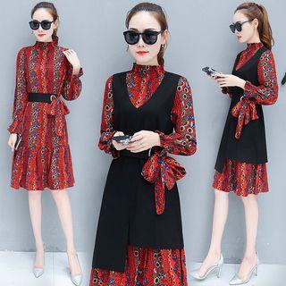 Set: Chiffon Shirtdress + Sleeveless Dress