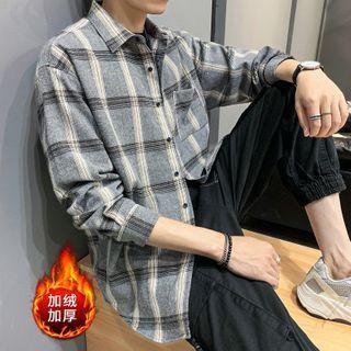 Long-sleeve Plaid Fleece Shirt