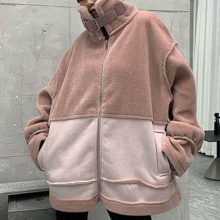 Paneled Zip Jacket Pink - One Size