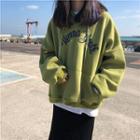 Letter Print Hoodie Green - One Size
