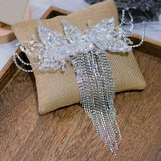 Rhinestone Bow Headpiece White - One Size