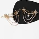 Faux Pearl Chained Hair Pin 4 - Star - One Size