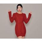 Round-neck Cable-knit Minidress