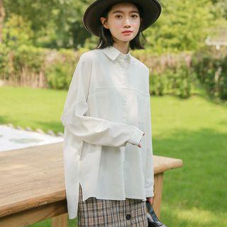 Dip-back Loose Blouse White - One Size