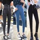 Zip-up High Waist Skinny Jeans