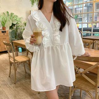 Ruffled Collar Blouse Dress