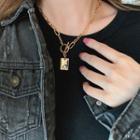 Square Pendant Chain Necklace Gold - One Size