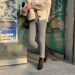 Flat-front Brushed-fleece Pants