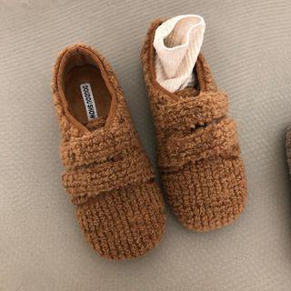 Faux Shearling Adhesive Strap Moccasins