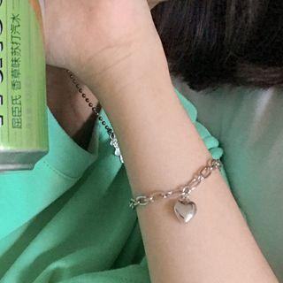 Heart Chain Bracelet Silver - One Size