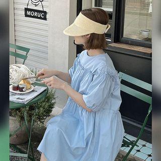 Round-neck Frilled A-line Minidress
