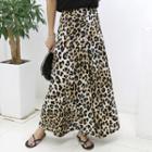 Flared Leopard Maxi Skirt