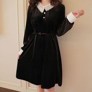 Lace Collar Midi A-line Dress