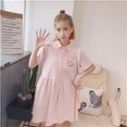 Cat Embroidered Short-sleeve Polo Dress