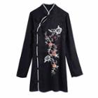 Long-sleeve Embroidery Frog Buttoned Mini Dress
