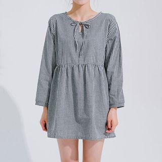 Tie-front Gingham Mini Dress