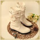 Lace Panel Ruched Fleece-lined Short Boots