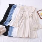 Tie-waist Ruffled A-line Dress