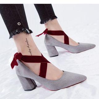 Pointed Lace Up Pumps