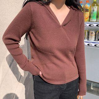 Notched Knit Hoodie