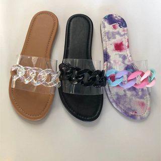 Chain Accent Slide Sandals
